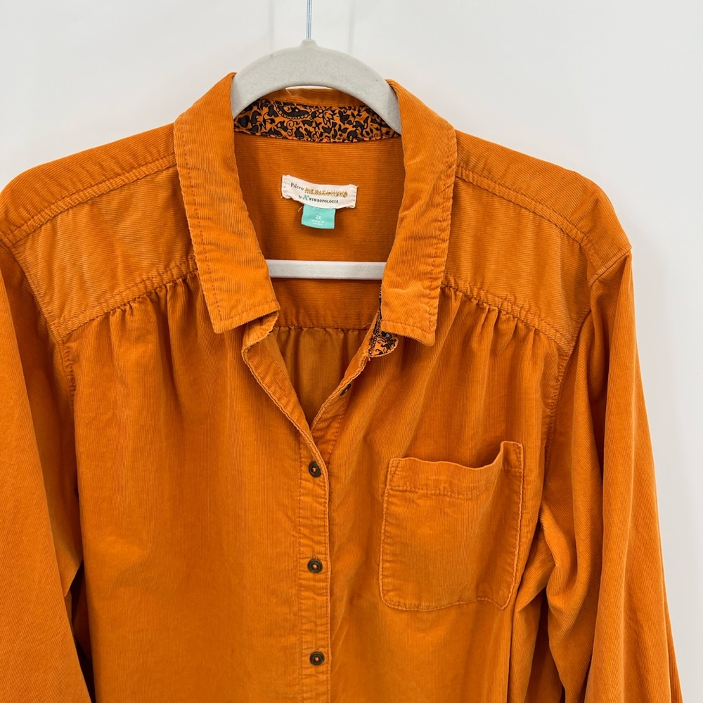 Pilcro and the Letterpress Sigourney orange corduroy shirt - Picture 4 of 9